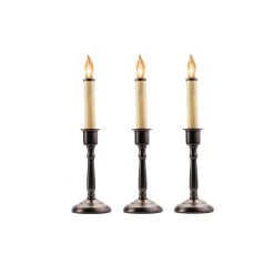 CC Christmas Decor Set Of 3 Bayside Christmas Candle Lamps With Bronze Stand 12"