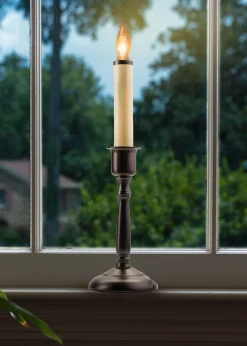 CC Christmas Decor Set Of 3 Bayside Christmas Candle Lamps With Bronze Stand 12"