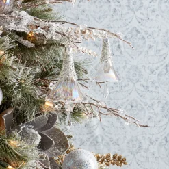 Melrose Bells & Jingle Buddies>Set Of 6 Beaded Iridescent Glass Bell Christmas Ornaments 7.25"