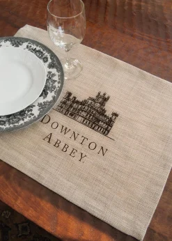Heritage Lace Set Of 4 Beige And Black 'Downton Abbey' British Highclere Castle Placemats 14" X 20"