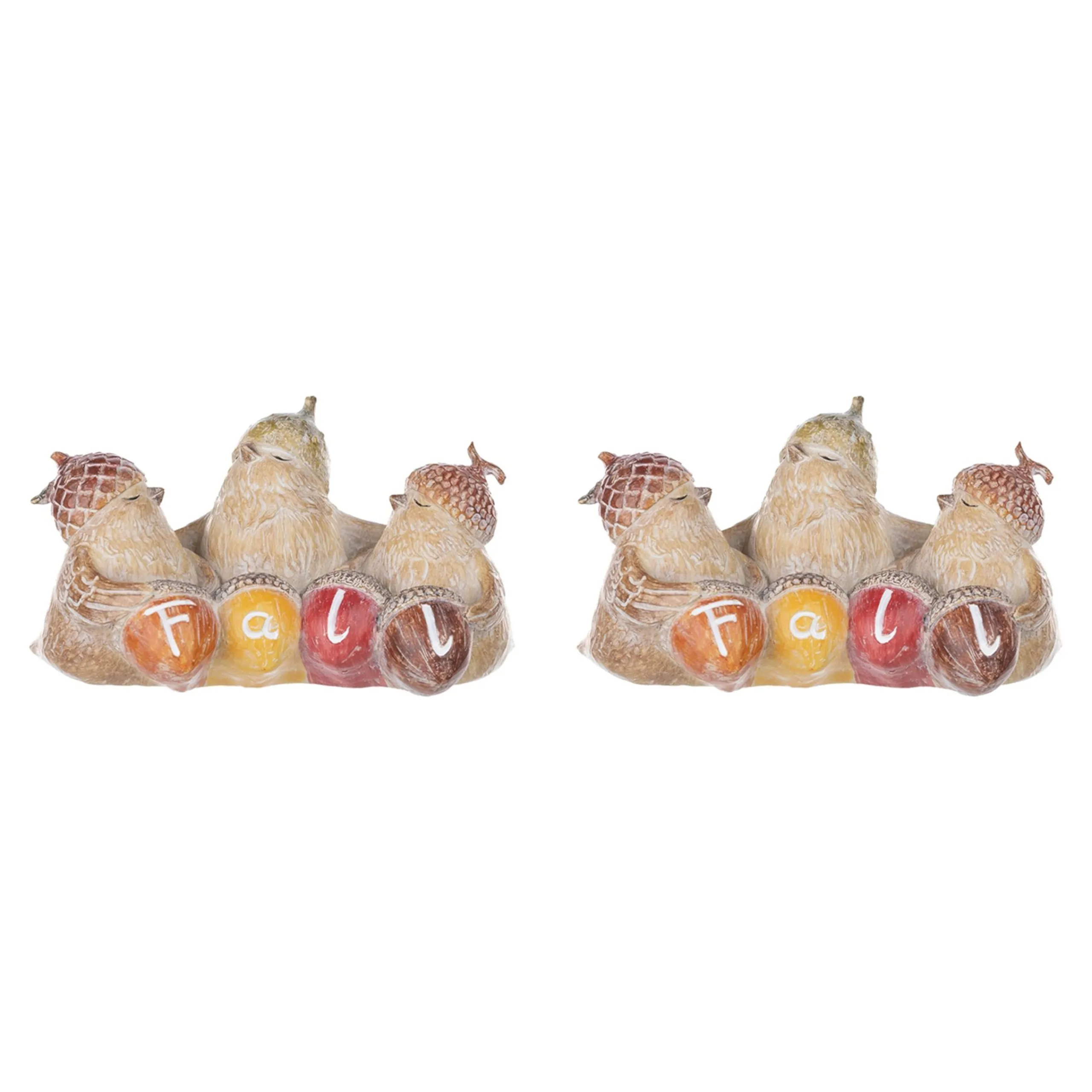 Melrose Set Of 2 Bird With Acorn Hat Fall" Tabletop Figurines 7"
