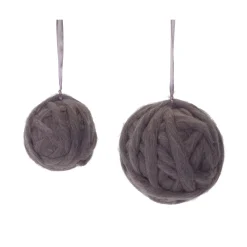Contemporary Home Living Balls>Set Of 12 Black Ball Hanging Ornament In Yarn Finish - 4.50"