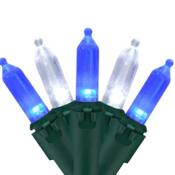 Northlight Set Of 100 Blue & Pure White Led Mini Christmas Lights 4" Spacing - Green Wire