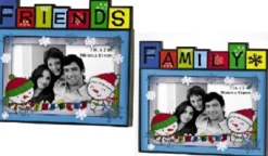 Carlton Cards Collectible>Set Of 2 Blue And Red Family And Friends Photo Frame Christmas Ornaments 3.5"