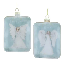 Melrose Angels & Cherubs>Set Of 6 Blue And White Glass Angel Christmas Ornaments 5.25"