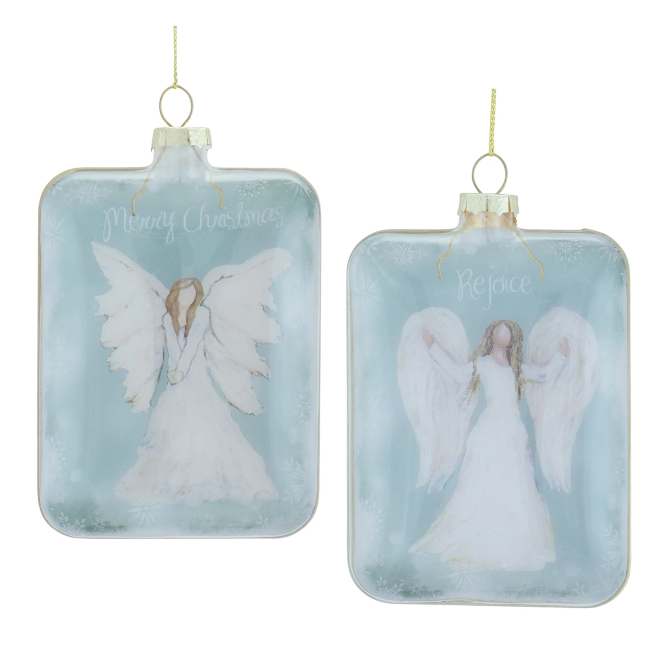 Melrose Angels & Cherubs>Set Of 6 Blue And White Glass Angel Christmas Ornaments 5.25"