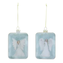 Melrose Angels & Cherubs>Set Of 6 Blue And White Glass Angel Christmas Ornaments 5.25"