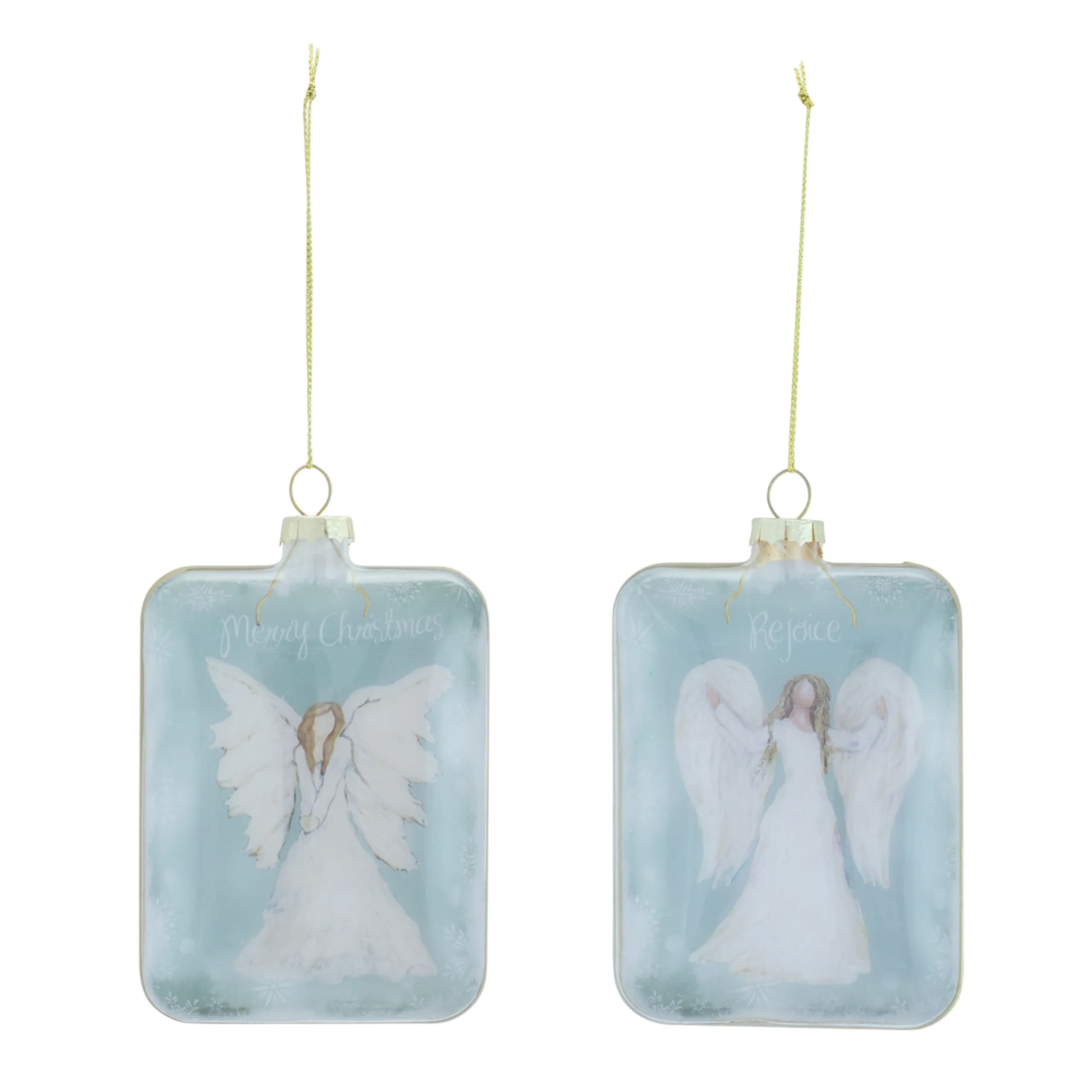 Melrose Angels & Cherubs>Set Of 6 Blue And White Glass Angel Christmas Ornaments 5.25"