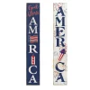 Contemporary Home Living Set Of 2 Blue And White "God Bless America" Patriotic Outdoor Wall Decor 47.25"
