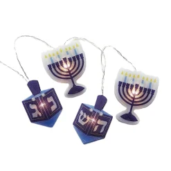 Rite Lite Set Of 10 Blue And White Holographic Hanukkah Lights - 6 Ft
