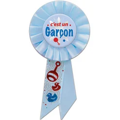 Beistle Set Of 6 Blue C'Est Un Garcon (It's A Boy) Rosette 6.5"