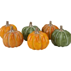 Northlight Set Of 6 Boxed Orange And Green Pumpkin Thanksgiving Decorations