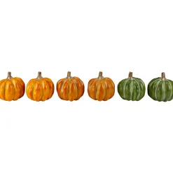 Northlight Set Of 6 Boxed Orange And Green Pumpkin Thanksgiving Decorations