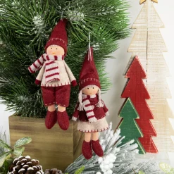 Northlight Set Of 2 Boy And Girl Hanging Doll Christmas Ornaments 8"
