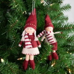 Northlight Set Of 2 Boy And Girl Hanging Doll Christmas Ornaments 8