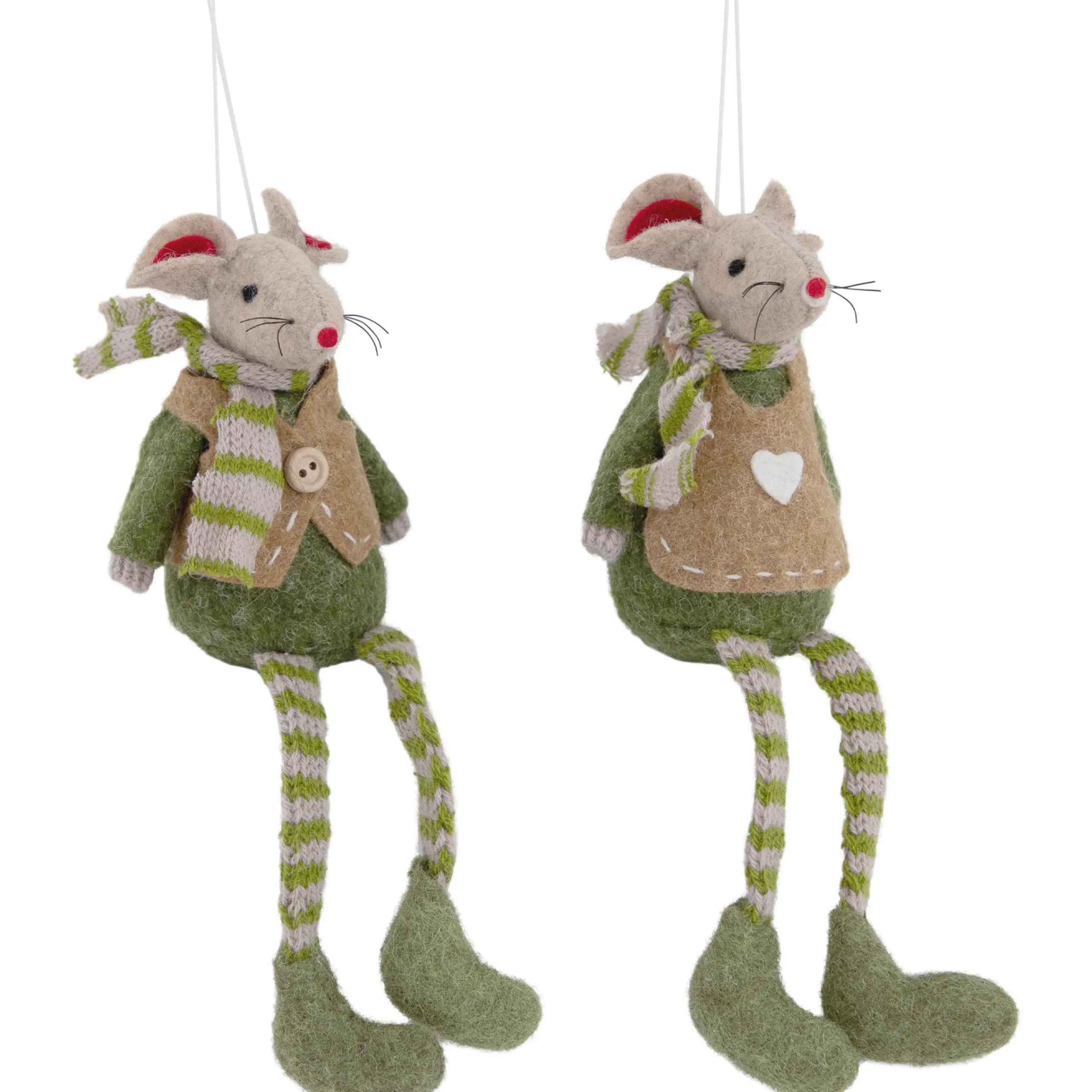 Northlight Animals>Set Of 2 Boy And Girl Mice Christmas Ornaments 7.5"