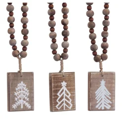 Contemporary Home Living Trees & Wreaths>Set Of 6 Brown And White Tree Plaque Ornaments 13"