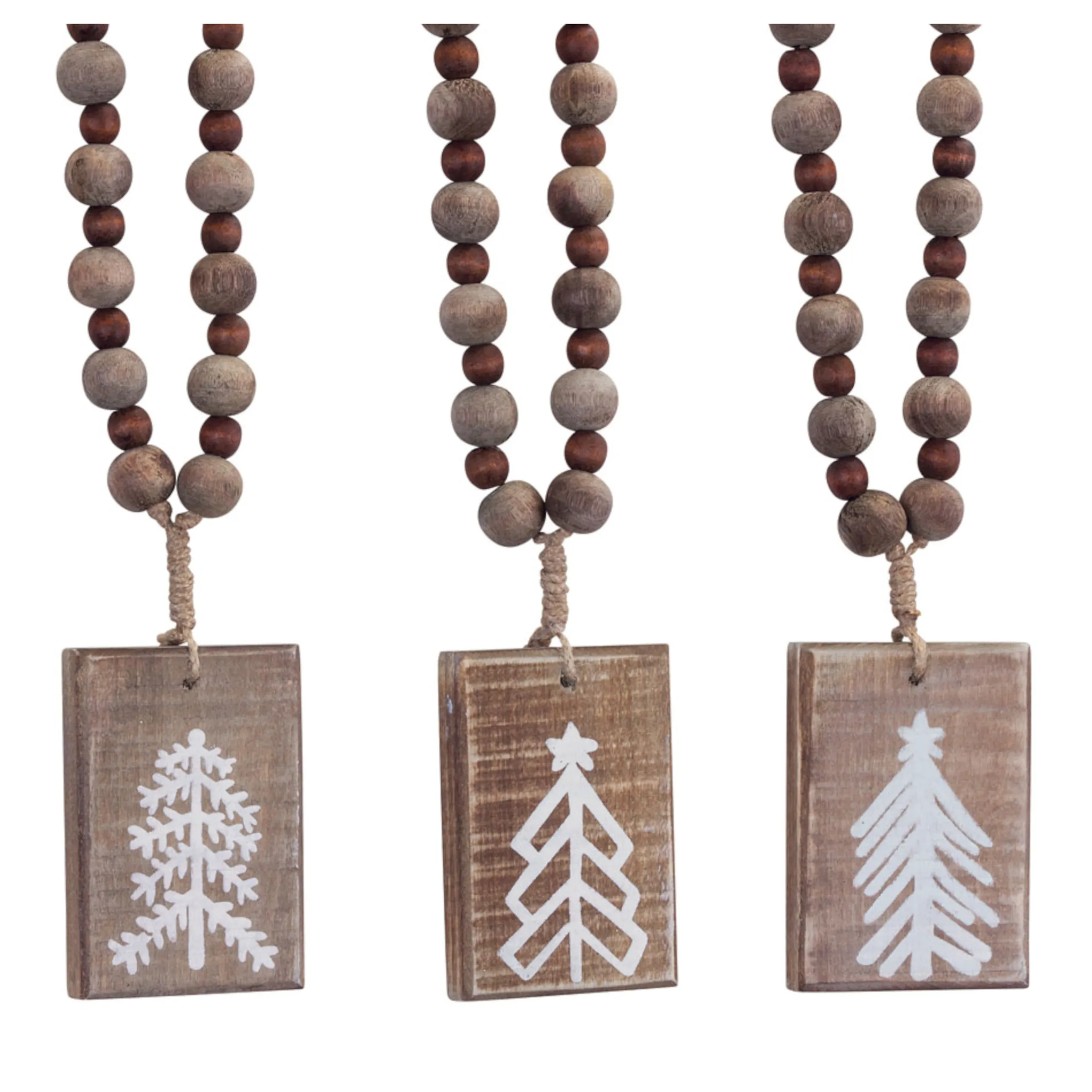 Contemporary Home Living Trees & Wreaths>Set Of 6 Brown And White Tree Plaque Ornaments 13"