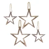 Contemporary Home Living Stars>Set Of 4 Brown Wooden Hanging Star Ornament 5"