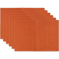 Contemporary Home Living Set Of 6 Burnt Orange Tonal Variegated Placemat, 19"