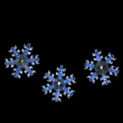 Northlight Set Of 3 Cascading White And Blue Snowfall Led Snowflake Christmas Lights 25"