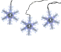 Northlight Set Of 3 Cascading White And Blue Snowfall Led Snowflake Christmas Lights 25"