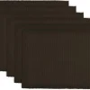 Contemporary Home Living Set Of 6 Chocolate Brown Ribbed Rectangular Placemats 13" X 19"