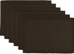 Contemporary Home Living Set Of 6 Chocolate Brown Ribbed Rectangular Placemats 13" X 19"