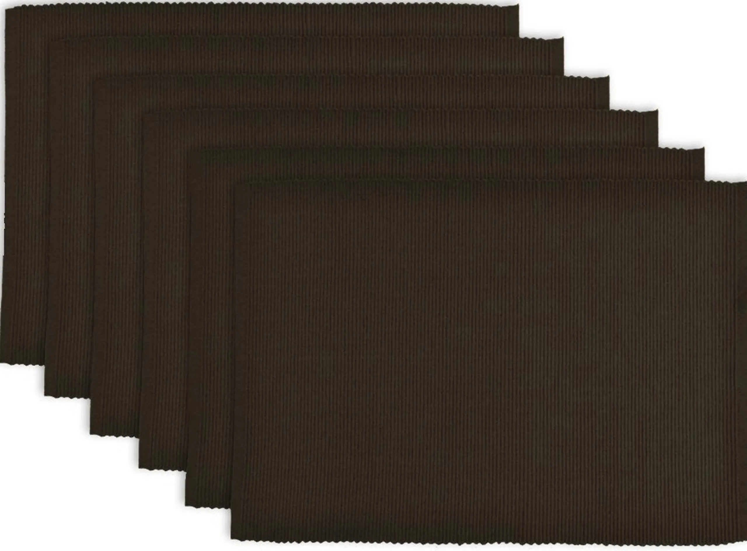 Contemporary Home Living Set Of 6 Chocolate Brown Ribbed Rectangular Placemats 13" X 19"