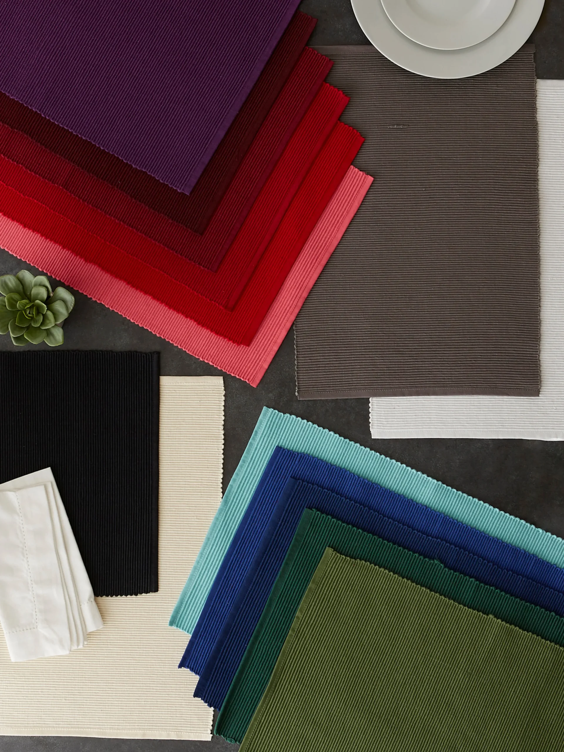 Contemporary Home Living Set Of 6 Chocolate Brown Ribbed Rectangular Placemats 13" X 19"