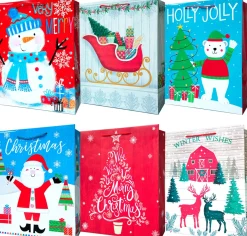 Commercial*CC Christmas Decor Set Of 672 Christmas Gift Bags With Spinner Retail Rack