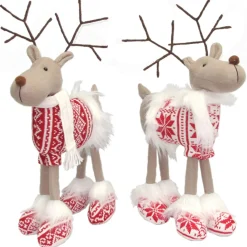 Plush Figures*CC Christmas Decor Set Of 2 Christmas Good Cheer Standing Reindeer Plushies 16"