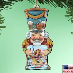 Designocracy Collectible>Set Of 2 Christmas Nutcracker Wooden Ornaments 5.5"