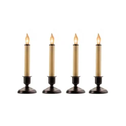 CC Christmas Decor Set Of 4 Christmas Window Candle Lamps With Weighted Base 9"