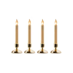 CC Christmas Decor Set Of 4 Christmas Window Candle Lamps With Gold Holder 9"
