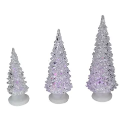 Table Top Pieces*Northlight Set Of 3 Clear Color Changing Led Lighted Christmas Trees