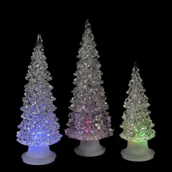 Table Top Pieces*Northlight Set Of 3 Clear Color Changing Led Lighted Christmas Trees