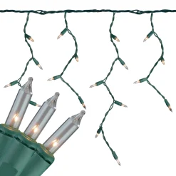 Hofert Set Of 100 Clear Everglow Mini Icicle Christmas Lights - Green Wire