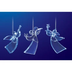Icy Giftware Angels & Cherubs>Set Of 6 Clear Icy Crystal Decorative Christmas Angel Ornaments 4.5"