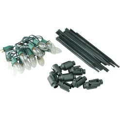 Outdoor Decorations*Northlight Set Of 15 Clear Lighted C9 Shape Christmas Pathway Markers, Green Wire