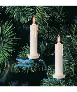 KSA Set Of 10 Clip-On White Candle Light String Set - Green Wire