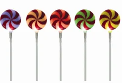CC Christmas Decor Set Of 5 Color Changing Led Peppermint Candy Pathway Marker Lawn Stakes 72"