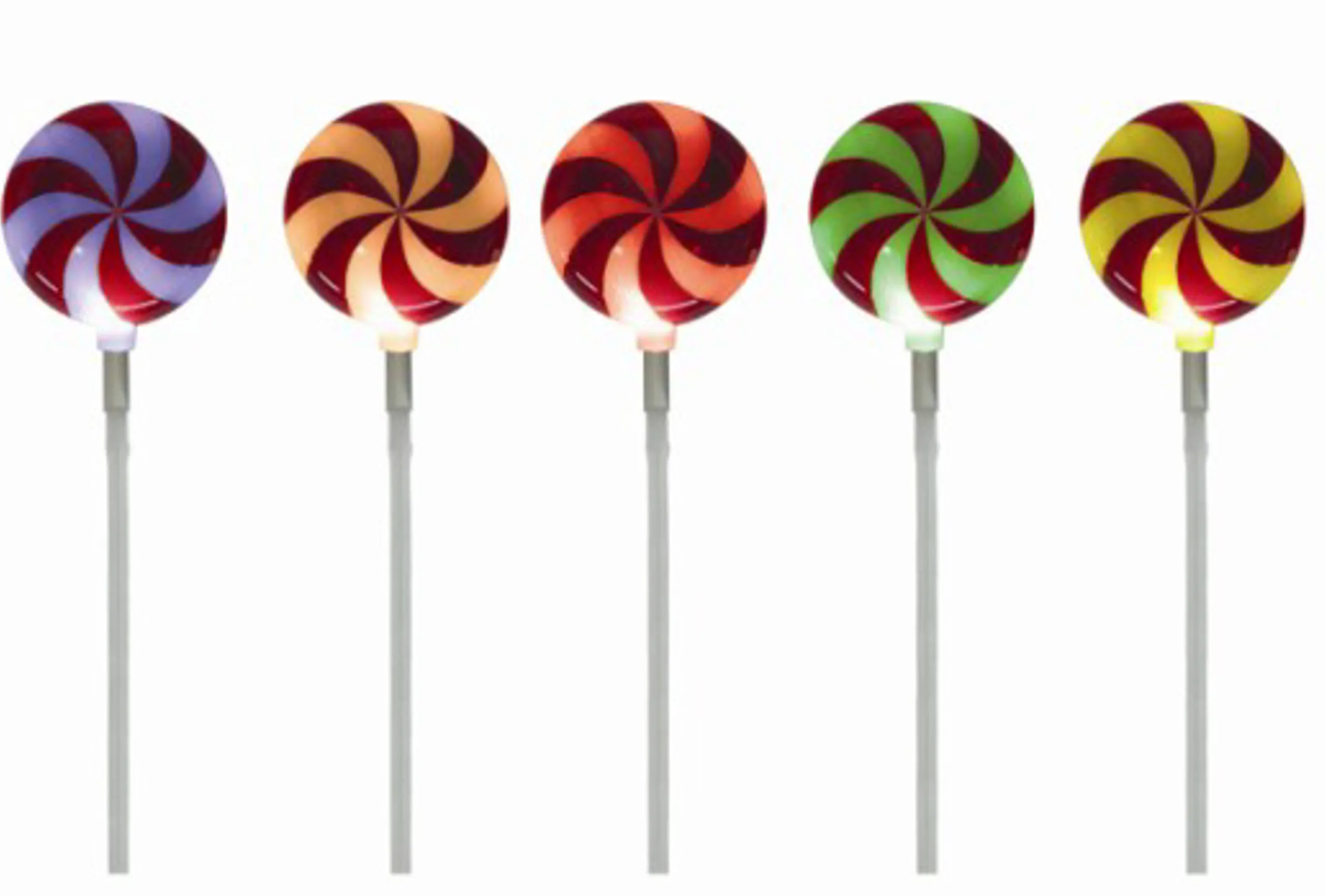 CC Christmas Decor Set Of 5 Color Changing Led Peppermint Candy Pathway Marker Lawn Stakes 72"
