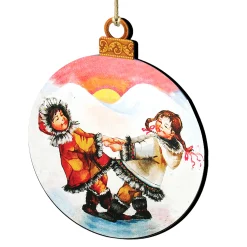 Designocracy Family & Friends>Set Of 2 Cool Friendship Wooden Christmas Ornaments 5.5" By G.Debrekht