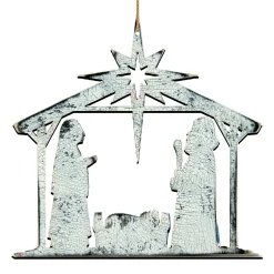 Designocracy Stars>Set Of 2 Country Rising Star Nativity Scene Wooden Christmas Ornaments 5.5"