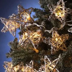 Kurt Adler Set Of 5 Country Rustic Rattan Star Novelty Christmas Lights - Clear Lights