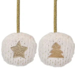 Northlight Stars>Set Of 2 Cream And Beige Star And Christmas Tree Ornaments 3.5"