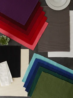 CC Home Furnishings Set Of 6 Dark Green Stripe Pattern Rectangular Placemats 19