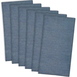 CC Home Furnishings Set Of 6 Denim Blue Embroidered Jeans Napkins 20