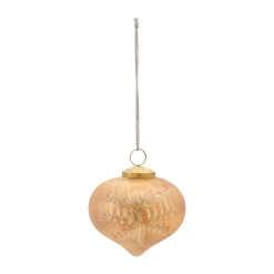 Melrose Pendants & Drops>Set Of 6 Etched Mercury Glass Christmas Onion Ornaments 4"